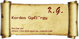 Kordos György névjegykártya